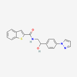 molecular formula C20H17N3O2S B2754299 N-{2-hydroxy-2-[4-(1H-pyrazol-1-yl)phenyl]ethyl}-1-benzothiophene-2-carboxamide CAS No. 2415504-23-1
