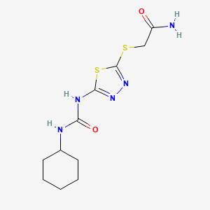 molecular formula C11H17N5O2S2 B2754303 2-({5-[(cyclohexylcarbamoyl)amino]-1,3,4-thiadiazol-2-yl}sulfanyl)acetamide CAS No. 898461-82-0