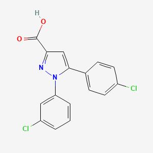 molecular formula C16H10Cl2N2O2 B2754308 1-(3-chlorophenyl)-5-(4-chlorophenyl)-1H-pyrazole-3-carboxylic acid CAS No. 477711-99-2