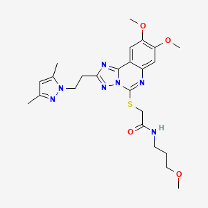 molecular formula C24H31N7O4S B2754313 2-({2-[2-(3,5-dimethyl-1H-pyrazol-1-yl)ethyl]-8,9-dimethoxy-[1,2,4]triazolo[1,5-c]quinazolin-5-yl}sulfanyl)-N-(3-methoxypropyl)acetamide CAS No. 1015860-80-6