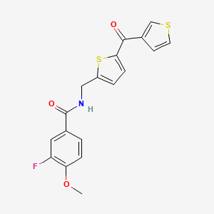 B2754328 3-fluoro-4-methoxy-N-((5-(thiophene-3-carbonyl)thiophen-2-yl)methyl)benzamide CAS No. 1797299-92-3