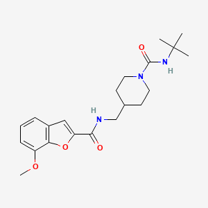 molecular formula C21H29N3O4 B2754329 N-(tert-butyl)-4-((7-methoxybenzofuran-2-carboxamido)methyl)piperidine-1-carboxamide CAS No. 1235302-27-8