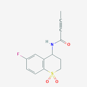 molecular formula C13H12FNO3S B2754336 N-(6-Fluoro-1,1-dioxo-3,4-dihydro-2H-thiochromen-4-yl)but-2-ynamide CAS No. 2411223-64-6
