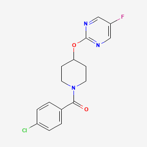 molecular formula C16H15ClFN3O2 B2754339 2-{[1-(4-Chlorobenzoyl)piperidin-4-yl]oxy}-5-fluoropyrimidine CAS No. 2380067-97-8