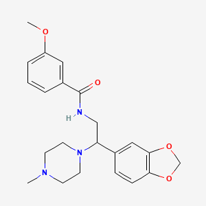 molecular formula C22H27N3O4 B2754358 N-[2-(2H-1,3-benzodioxol-5-yl)-2-(4-methylpiperazin-1-yl)ethyl]-3-methoxybenzamide CAS No. 896340-68-4