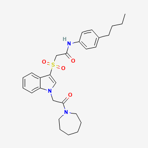 molecular formula C28H35N3O4S B2754390 2-((1-(2-(azepan-1-yl)-2-oxoethyl)-1H-indol-3-yl)sulfonyl)-N-(4-butylphenyl)acetamide CAS No. 878059-02-0