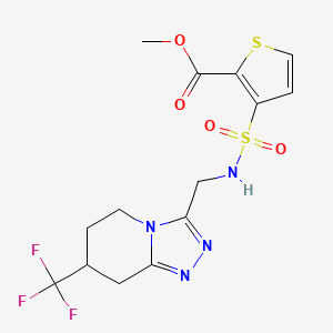 molecular formula C14H15F3N4O4S2 B2754408 methyl 3-({[7-(trifluoromethyl)-5H,6H,7H,8H-[1,2,4]triazolo[4,3-a]pyridin-3-yl]methyl}sulfamoyl)thiophene-2-carboxylate CAS No. 2034520-58-4