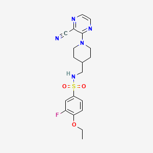 molecular formula C19H22FN5O3S B2754421 N-((1-(3-cyanopyrazin-2-yl)piperidin-4-yl)methyl)-4-ethoxy-3-fluorobenzenesulfonamide CAS No. 1797954-55-2