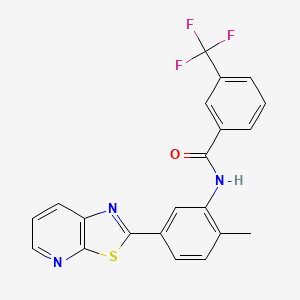 molecular formula C21H14F3N3OS B2754430 N-(2-methyl-5-(thiazolo[5,4-b]pyridin-2-yl)phenyl)-3-(trifluoromethyl)benzamide CAS No. 863594-09-6