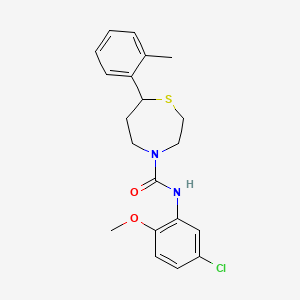 molecular formula C20H23ClN2O2S B2754435 N-(5-chloro-2-methoxyphenyl)-7-(2-methylphenyl)-1,4-thiazepane-4-carboxamide CAS No. 1704555-51-0