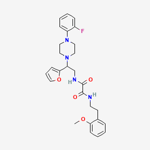 molecular formula C27H31FN4O4 B2754437 N1-(2-(4-(2-fluorophenyl)piperazin-1-yl)-2-(furan-2-yl)ethyl)-N2-(2-methoxyphenethyl)oxalamide CAS No. 877633-02-8