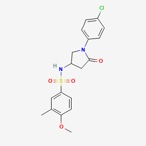 molecular formula C18H19ClN2O4S B2754466 N-(1-(4-chlorophenyl)-5-oxopyrrolidin-3-yl)-4-methoxy-3-methylbenzenesulfonamide CAS No. 905688-02-0