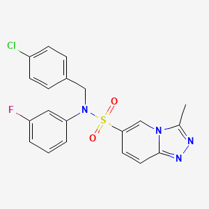 molecular formula C20H16ClFN4O2S B2754472 N-[(4-chlorophenyl)methyl]-N-(3-fluorophenyl)-3-methyl-[1,2,4]triazolo[4,3-a]pyridine-6-sulfonamide CAS No. 1251560-68-5