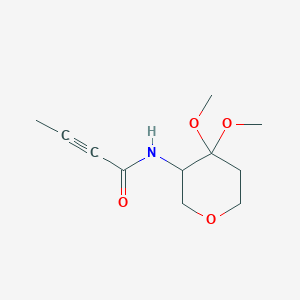 molecular formula C11H17NO4 B2754478 N-(4,4-Dimethoxyoxan-3-yl)but-2-ynamide CAS No. 2411200-33-2
