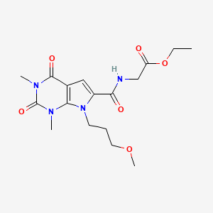 molecular formula C17H24N4O6 B2754493 ethyl 2-(7-(3-methoxypropyl)-1,3-dimethyl-2,4-dioxo-2,3,4,7-tetrahydro-1H-pyrrolo[2,3-d]pyrimidine-6-carboxamido)acetate CAS No. 1021217-16-2