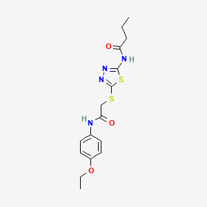molecular formula C16H20N4O3S2 B2754523 N-[5-[2-(4-ethoxyanilino)-2-oxoethyl]sulfanyl-1,3,4-thiadiazol-2-yl]butanamide CAS No. 393564-85-7