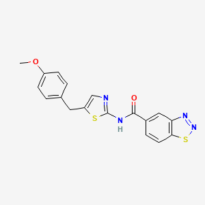 molecular formula C18H14N4O2S2 B2754525 N-(5-(4-methoxybenzyl)thiazol-2-yl)benzo[d][1,2,3]thiadiazole-5-carboxamide CAS No. 941947-80-4