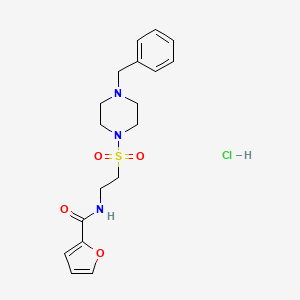 molecular formula C18H24ClN3O4S B2754528 N-(2-((4-benzylpiperazin-1-yl)sulfonyl)ethyl)furan-2-carboxamide hydrochloride CAS No. 1185150-00-8