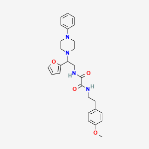 molecular formula C27H32N4O4 B2754530 N1-(2-(furan-2-yl)-2-(4-phenylpiperazin-1-yl)ethyl)-N2-(4-methoxyphenethyl)oxalamide CAS No. 877631-73-7