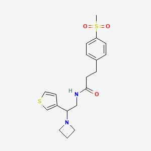 molecular formula C19H24N2O3S2 B2754563 N-(2-(azetidin-1-yl)-2-(thiophen-3-yl)ethyl)-3-(4-(methylsulfonyl)phenyl)propanamide CAS No. 2034399-78-3
