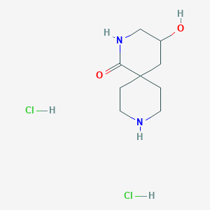 molecular formula C9H18Cl2N2O2 B2754570 4-Hydroxy-2,9-diazaspiro[5.5]undecan-1-one dihydrochloride CAS No. 2089277-20-1