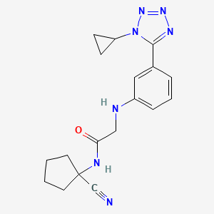 molecular formula C18H21N7O B2754586 N-(1-cyanocyclopentyl)-2-[3-(1-cyclopropyltetrazol-5-yl)anilino]acetamide CAS No. 1240971-70-3