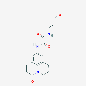 molecular formula C18H23N3O4 B2754594 N-(3-methoxypropyl)-N'-{2-oxo-1-azatricyclo[7.3.1.0^{5,13}]trideca-5,7,9(13)-trien-7-yl}ethanediamide CAS No. 898423-03-5