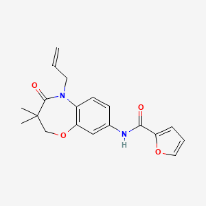 molecular formula C19H20N2O4 B2754617 N-(5-allyl-3,3-dimethyl-4-oxo-2,3,4,5-tetrahydrobenzo[b][1,4]oxazepin-8-yl)furan-2-carboxamide CAS No. 921564-91-2