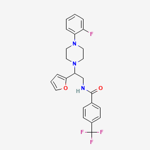 molecular formula C24H23F4N3O2 B2754618 N-(2-(4-(2-fluorophenyl)piperazin-1-yl)-2-(furan-2-yl)ethyl)-4-(trifluoromethyl)benzamide CAS No. 877633-09-5