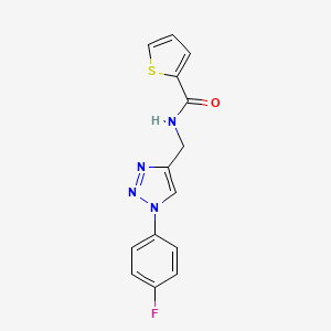 molecular formula C14H11FN4OS B2754653 N-{[1-(4-fluorophenyl)-1H-1,2,3-triazol-4-yl]methyl}thiophene-2-carboxamide CAS No. 2379994-65-5