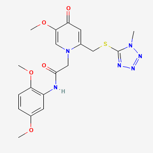 molecular formula C19H22N6O5S B2754656 N-(2,5-dimethoxyphenyl)-2-(5-methoxy-2-(((1-methyl-1H-tetrazol-5-yl)thio)methyl)-4-oxopyridin-1(4H)-yl)acetamide CAS No. 1005292-00-1