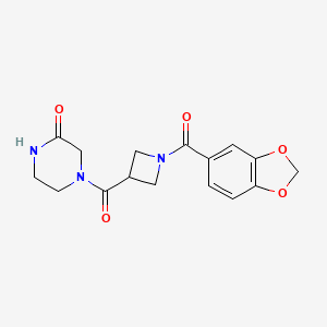 4-(1-(Benzo[d][1,3]dioxole-5-carbonyl)azetidine-3-carbonyl)piperazin-2-one