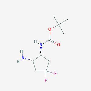 molecular formula C10H18F2N2O2 B2754689 rac-tert-butyl N-[(1R,2S)-2-amino-4,4-difluorocyclopentyl]carbamate CAS No. 1932402-82-8