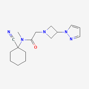 molecular formula C16H23N5O B2754708 N-(1-cyanocyclohexyl)-N-methyl-2-[3-(1H-pyrazol-1-yl)azetidin-1-yl]acetamide CAS No. 1355735-93-1