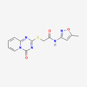 molecular formula C13H11N5O3S B2754713 N-(5-methylisoxazol-3-yl)-2-((4-oxo-4H-pyrido[1,2-a][1,3,5]triazin-2-yl)thio)acetamide CAS No. 896329-00-3