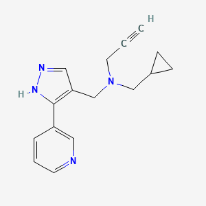 molecular formula C16H18N4 B2754744 N-(Cyclopropylmethyl)-N-[(5-pyridin-3-yl-1H-pyrazol-4-yl)methyl]prop-2-yn-1-amine CAS No. 1607265-55-3