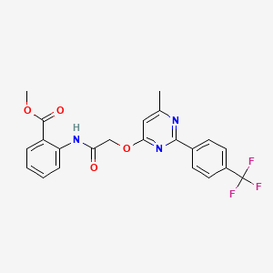 molecular formula C22H18F3N3O4 B2754756 Methyl 2-[2-({6-methyl-2-[4-(trifluoromethyl)phenyl]pyrimidin-4-yl}oxy)acetamido]benzoate CAS No. 1251551-38-8