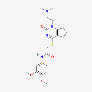 molecular formula C21H28N4O4S B2754758 N-(3,4-dimethoxyphenyl)-2-((1-(2-(dimethylamino)ethyl)-2-oxo-2,5,6,7-tetrahydro-1H-cyclopenta[d]pyrimidin-4-yl)thio)acetamide CAS No. 898445-27-7