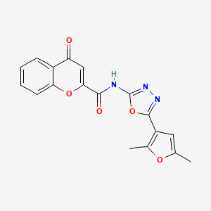 molecular formula C18H13N3O5 B2754760 N-(5-(2,5-dimethylfuran-3-yl)-1,3,4-oxadiazol-2-yl)-4-oxo-4H-chromene-2-carboxamide CAS No. 1286710-86-8