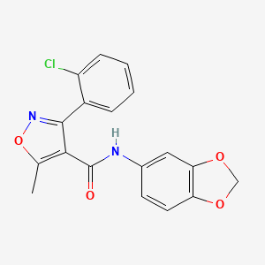 molecular formula C18H13ClN2O4 B2754831 N-(1,3-benzodioxol-5-yl)-3-(2-chlorophenyl)-5-methyl-1,2-oxazole-4-carboxamide CAS No. 332174-88-6