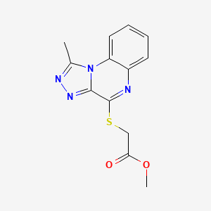 molecular formula C13H12N4O2S B2754851 Methyl 2-[(1-methyl[1,2,4]triazolo[4,3-a]quinoxalin-4-yl)sulfanyl]acetate CAS No. 303997-28-6