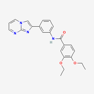 molecular formula C23H22N4O3 B2754866 3,4-diethoxy-N-(3-{imidazo[1,2-a]pyrimidin-2-yl}phenyl)benzamide CAS No. 863020-17-1