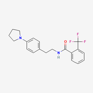 molecular formula C20H21F3N2O B2754890 N-(4-(pyrrolidin-1-yl)phenethyl)-2-(trifluoromethyl)benzamide CAS No. 953168-32-6