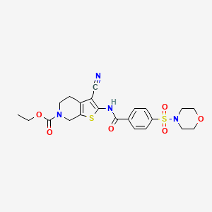 molecular formula C22H24N4O6S2 B2754904 ethyl 3-cyano-2-(4-(morpholinosulfonyl)benzamido)-4,5-dihydrothieno[2,3-c]pyridine-6(7H)-carboxylate CAS No. 681437-48-9