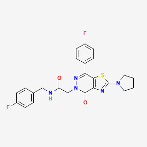 molecular formula C24H21F2N5O2S B2754911 N-(4-fluorobenzyl)-2-(7-(4-fluorophenyl)-4-oxo-2-(pyrrolidin-1-yl)thiazolo[4,5-d]pyridazin-5(4H)-yl)acetamide CAS No. 1171619-75-2