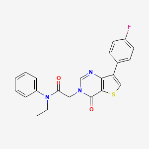 molecular formula C22H18FN3O2S B2754963 N-ethyl-2-[7-(4-fluorophenyl)-4-oxo-3H,4H-thieno[3,2-d]pyrimidin-3-yl]-N-phenylacetamide CAS No. 1207009-26-4