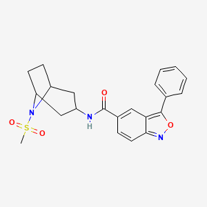 molecular formula C22H23N3O4S B2754964 N-(8-(methylsulfonyl)-8-azabicyclo[3.2.1]octan-3-yl)-3-phenylbenzo[c]isoxazole-5-carboxamide CAS No. 2034525-45-4