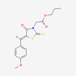 molecular formula C16H17NO4S2 B2754972 propyl 2-[(5Z)-5-[(4-methoxyphenyl)methylidene]-4-oxo-2-sulfanylidene-1,3-thiazolidin-3-yl]acetate CAS No. 265098-76-8