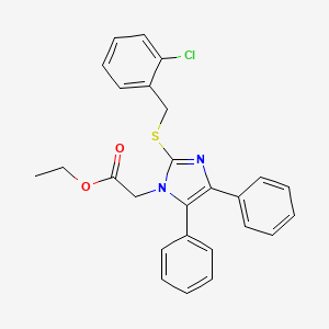 molecular formula C26H23ClN2O2S B2754980 ethyl 2-{2-[(2-chlorobenzyl)sulfanyl]-4,5-diphenyl-1H-imidazol-1-yl}acetate CAS No. 339277-52-0