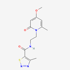 molecular formula C13H16N4O3S B2754982 N-(2-(4-methoxy-6-methyl-2-oxopyridin-1(2H)-yl)ethyl)-4-methyl-1,2,3-thiadiazole-5-carboxamide CAS No. 2034590-35-5